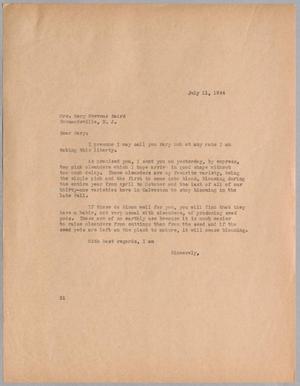[Letter from Daniel W. Kempner to Mary S. Baird, July 11, 1944]