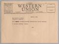 Primary view of [Telegram from Dan to Joseph R. Bertig, June 6, 1944]