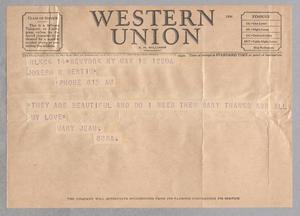 [Telegram from Mary Jean to Joseph R. Bertig, May 12, 1944]