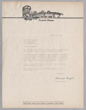 [Letter from Frances Knight to Daniel W. Kempner, April 14, 1944]