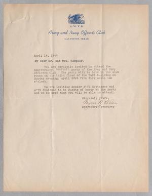 [Letter from Myron R. Blee to Daniel W. Kempner, April 14, 1944]