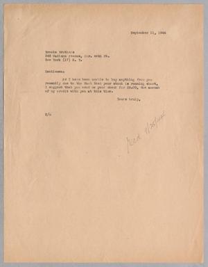 [Letter from Daniel W. Kempner to Brooks Brothers, September 11, 1944]