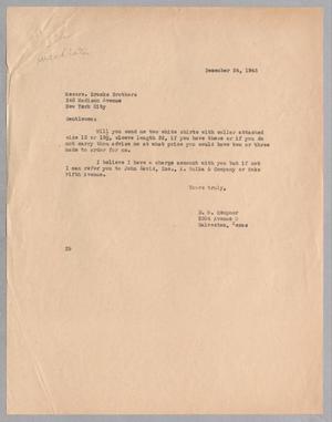 [Letter from Daniel W. Kempner to Brooks Brothers, December 24, 1943]