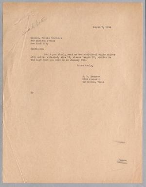 [Letter from Daniel W. Kempner to Brooks Brothers, March 7, 1944]