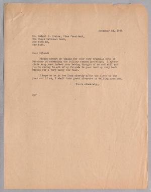 [Letter from D. W. Kempner to Roland C. Irvine, December 26, 1944]