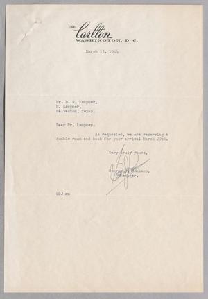 [Letter from Daniel W. Kempner to George D. Johnson, March 13, 1944]