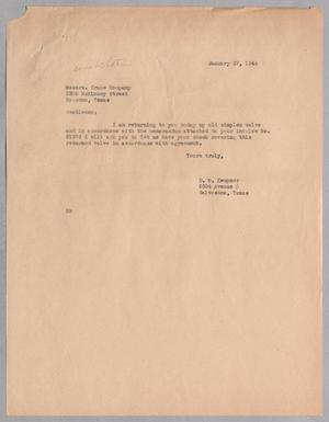 [Letter from D. W. Kempner to Messrs. Crane Company, January 27, 1944]
