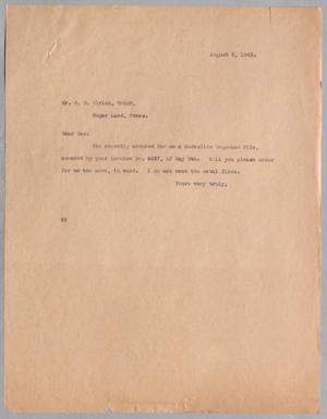 [Letter from Daniel W. Kempner to Gus D. Ulrioh, August 5, 1942]