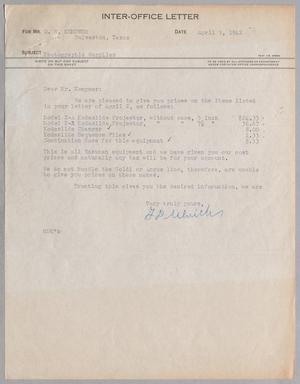 [Inter-Office Letter from G. D. Ulrich to D. W. Kempner, April 9, 1942]