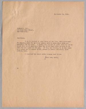 [Letter from Daniel W. Kempner to, September 15, 1941]