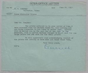 [Letter to D. W. Kempner, June 29, 1942]