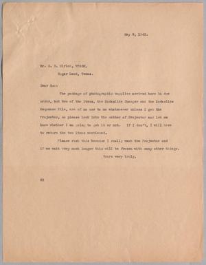[Letter from Daniel W. Kempner to Gus. D. Ulrich, May 9, 1942]