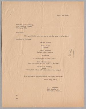[Letter from D. W. Kempner to Eastman Kodak Company, April 25, 1940]