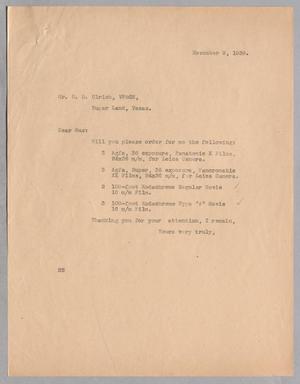 [Letter from Daniel W. Kempner to Gus D. Ulrich, November 9, 1939]