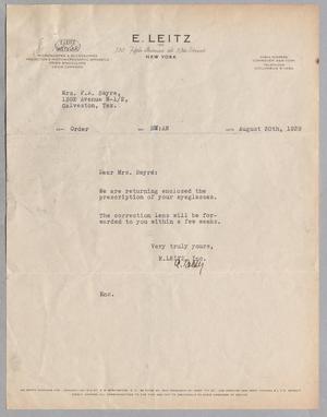 [Letter from E. Leitz, Inc. to Mrs. F. A. Sayre, August 30, 1939]