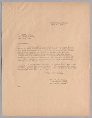 [Letter from Mrs. F. A. Sayre to E. Leitz, Inc., July 15, 1939]