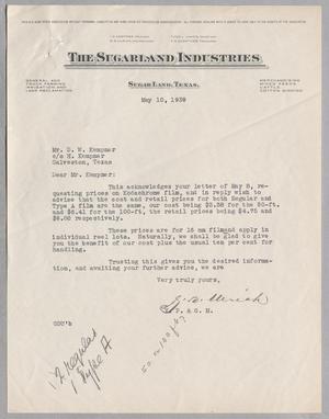 [Letter from Sugarland Industries to Daniel W. Kempner, May 10, 1939]