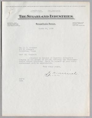 [Letter from Sugarland Industries to Daniel W. Kempner, March 20, 1939]