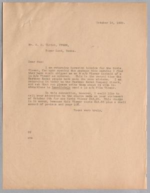[Letter from Daniel W. Kempner to Gus D. Ulrich, October 14, 1938]