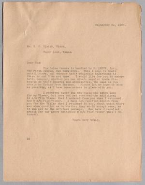 Primary view of object titled '[Letter from Daniel W. Kempner to G. D. Ulrich, September 26, 1938]'.