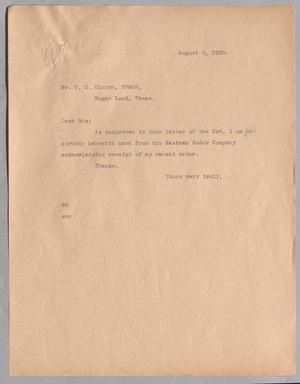 [Letter from Daniel W. Kempner to Gus D. Ulrich, August 4, 1938]