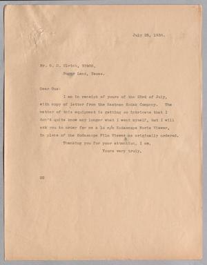 [Letter from Daniel W. Kempner to G. D. Ulrich, July 25, 1938]