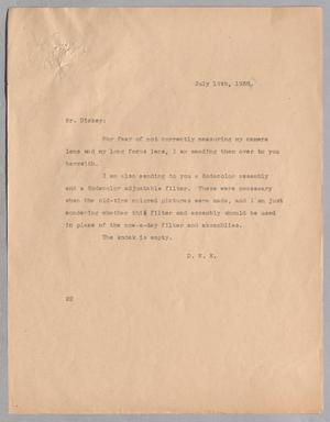 [Letter from Daniel W. Kempner to J. Wilson Dickey, July 19, 1938]