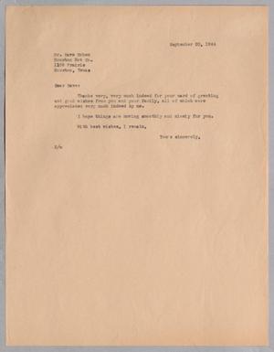 [Letter from Daniel W. Kempner to Dave Cohen, September 20, 1944]