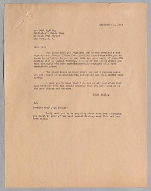 [Letter from Daniel W. Kempner to Carl Egeling, September 5, 1944]