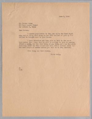[Letter from Daniel W. Kempner to Herman Cohen, June 9, 1944]