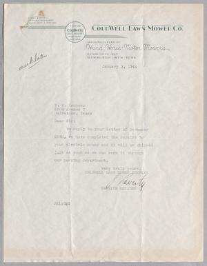 Primary view of object titled '[Letter from Coldwell Lawn Mower Co. to Daniel W. Kempner, January 3, 1944]'.