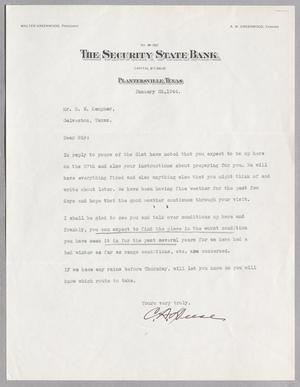 [Letter from Security State Bank to Daniel W. Kempner, January 23, 1944]