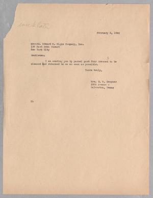 [Letter from Jeane Bertig to Edward W. Elgin Company, Inc., February 2, 1944]