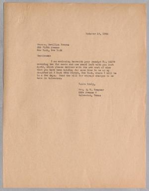 [Letter from Jeane Bertig to Revillon Freres, October 16, 1944]