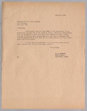 [Letter from Daniel W. Kempner to Forziati's New Shirt Laundry, July 24, 1944]