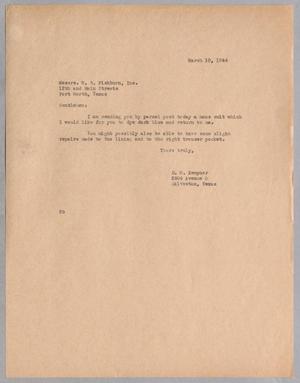 [Letter from Daniel W. Kempner to W. B. Fishburn, Inc., March 10, 1944]