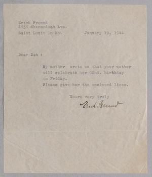 [Letter from Erich Freund to Daniel W. Kempner, January 19, 1944]