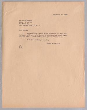 [Letter from Daniel W. Kempner to Erich Freund, September 25, 1944]