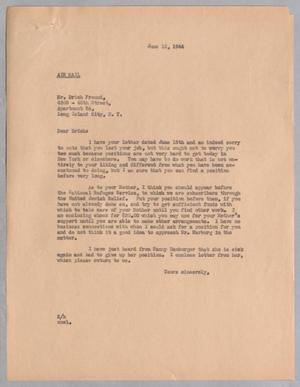 [Letter from Daniel W. Kempner to Erich Freund, June 16, 1944]