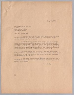 [Letter from Daniel W. Kempner to Edward R. Michaelis, July 24, 1944]