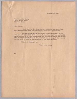 [Letter from Daniel W. Kempner to George N. Copley, November 1, 1944]