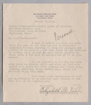[Letter from Elizabeth M. Riche to Daniel W. Kempner, August 23, 1944]