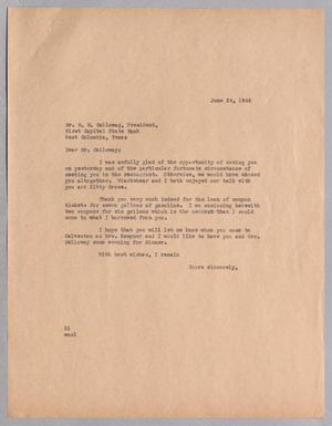 [Letter from Daniel W. Kempner to M. M. Galloway, June 24, 1944]