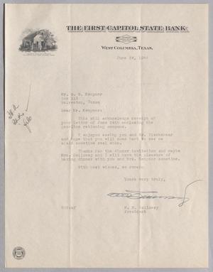 [Letter from M. M. Galloway to Daniel W. Kempner, June 24, 1944]