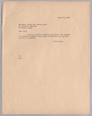 [Letter from D. W. Kempner to the Galveston County War Ration Board, March 10, 1944]