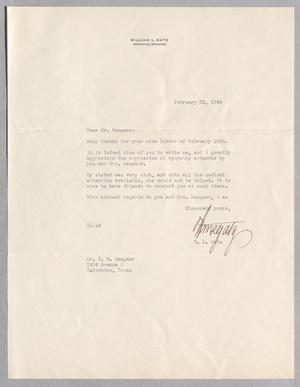 [Letter from William L. Gatz to Daniel W. Kempner, February 22, 1944]