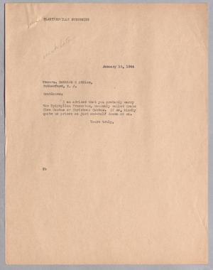 Primary view of object titled '[Letter from Daniel W. Kempner to Bobbink & Atkins, January 15, 1944]'.