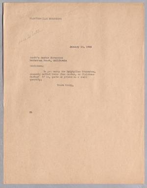 [Letter from Daniel W. Kempner to Scott's Cactus Nurseries, January 15, 1944]