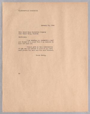 Primary view of object titled '[Letter from Daniel W. Kempner to Glen Saint Mary Nurseries Company, January 10, 1944]'.