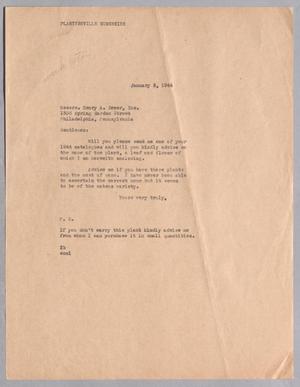 [Letter from Daniel W. Kempner to Henry A. Dreer, Inc., January 3, 1944]